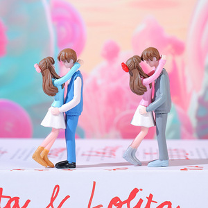Miniature Cartoon Couple PVC Decorative Ornaments 2Pcs Cute Sweet Desktop <b>Accessories</b> For <b>Girls</b> <b>Bedroom</b> Valentine'S Day - Product Image 3
