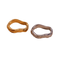 Anneaux géométriques irréguliers creux en acier inoxydable plaqué or 18 carats tendance unisexe Gaovo, cadeau de fiançailles, fête