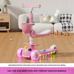 Trottinette enfant 3-en-1 avec siège amovible, design <span class=keywords><strong>petit</strong></span> <span class=keywords><strong>dinosaure</strong></span>, pliable, 3 roues, en plastique, pour usage extérieur - Product Image 2