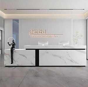 Mostrador de Recepción de Madera Oscura con Luz LED Cálida para Bar, Cafetería, Hotel, Salón de Belleza, Recepción de Clínica - Product Image 3