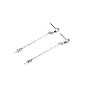 Accessoires en argent DIY, boucles d'oreilles torsadées polies en forme de beignets frits avec support vide en perle S925, boucles d'oreilles simples de 5 mm, 5605 - Product Image 5