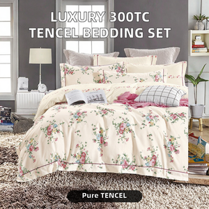 Parure de draps de luxe 100 % coton 300 fils, motif végétal imprimé, pour literie Tencel, housse de couette, technique tissée - Product Image 3