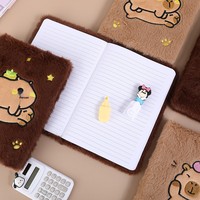 Diario de Peluche de Capibara A5, Cuaderno de Peluche de Dibujos Animados, Bloc de Notas de Oficina, Libreta Hecha a Mano, Regalo de Recompensa para Estudiantes