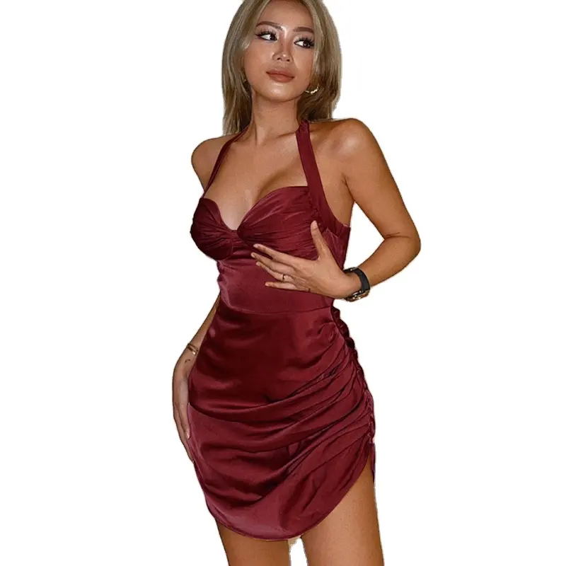 2022 Women Summer Hot Sale Short Dress Sweetheart Neck Sexy Sleeveless Solid Mini Dress Dress for Party