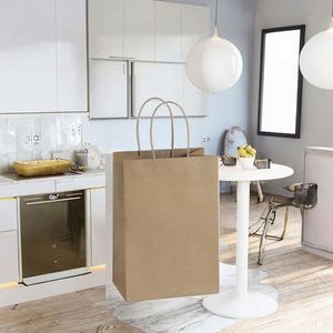 Bolsa de Papel Kraft con Asa Antirrobo para Comida para Llevar y Entrega, Embalaje para Vajilla, Almohadas y Productos del Hogar - Product Image 2