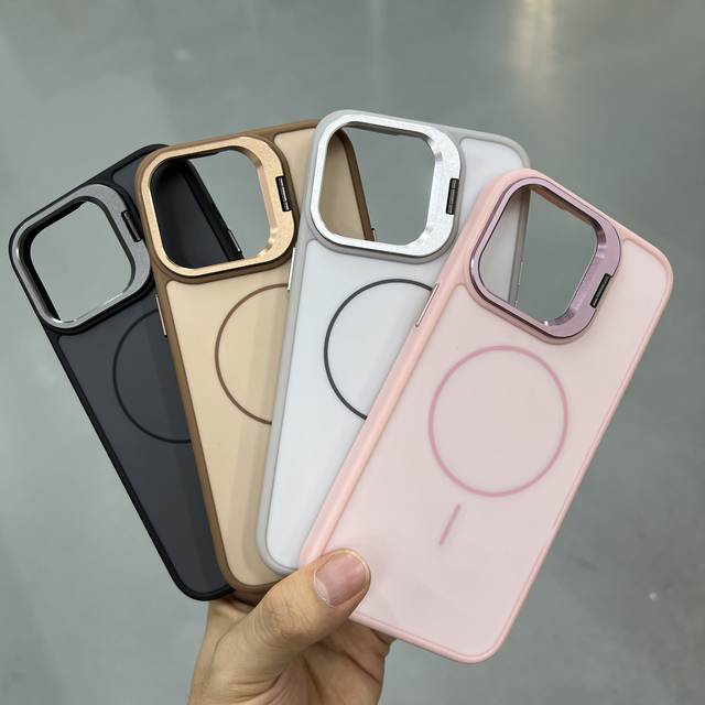 New Premium Lens Holder Shockproof Anti-Fingerprint Phone Cases for 13 14 15 16 Fashion Color Clash Magnetic Mobile Case