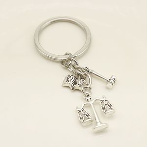 Scales of Justice Gavel Book Keychain Antique Silver Zinc Alloy Split Ring for <strong>Law</strong> School Graduation <strong>Gift</strong> - Product Image 4