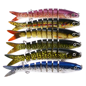 Leurre <span class=keywords><strong>nageur</strong></span> artificiel imprimé 13cm 19g en ABS multi-articulé à 8 sections avec hameçons pour eau salée, pour la pêche au bar, au brochet, au marlin, à la truite en lac, rivière, ruisseau - Product Image 5