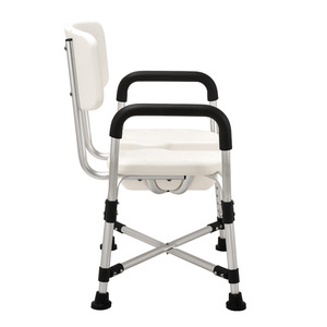 Wheeled Commode Chair For Elderly And Disabled Shower <b>Bath</b> Seat With Backrest And Armrests <b>Portable</b> Toilet Stool - Product Image 3