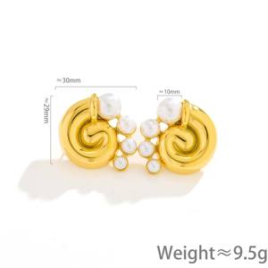 1 Par de Pendientes de Perlas con Textura de Concha Espiral Dorada - Joyería Ligera y Elegante para el Uso Diario - Product Image 5