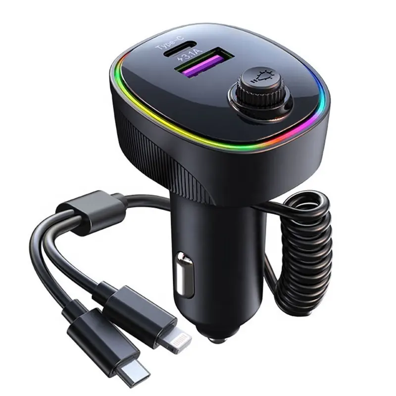 81W Car Charger USB Type C Fast Charging Phone Quick Charge 2 In1 Charging Line For IPhone 14 13 Huawei Xiaomi Samsung