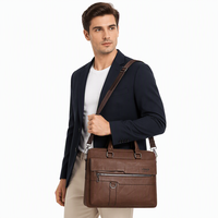 Grand sac porte-documents en cuir PU Vintage Vente en gros de sacs à main de haute qualité pour hommes Sac de messager pour le bureau et les mains