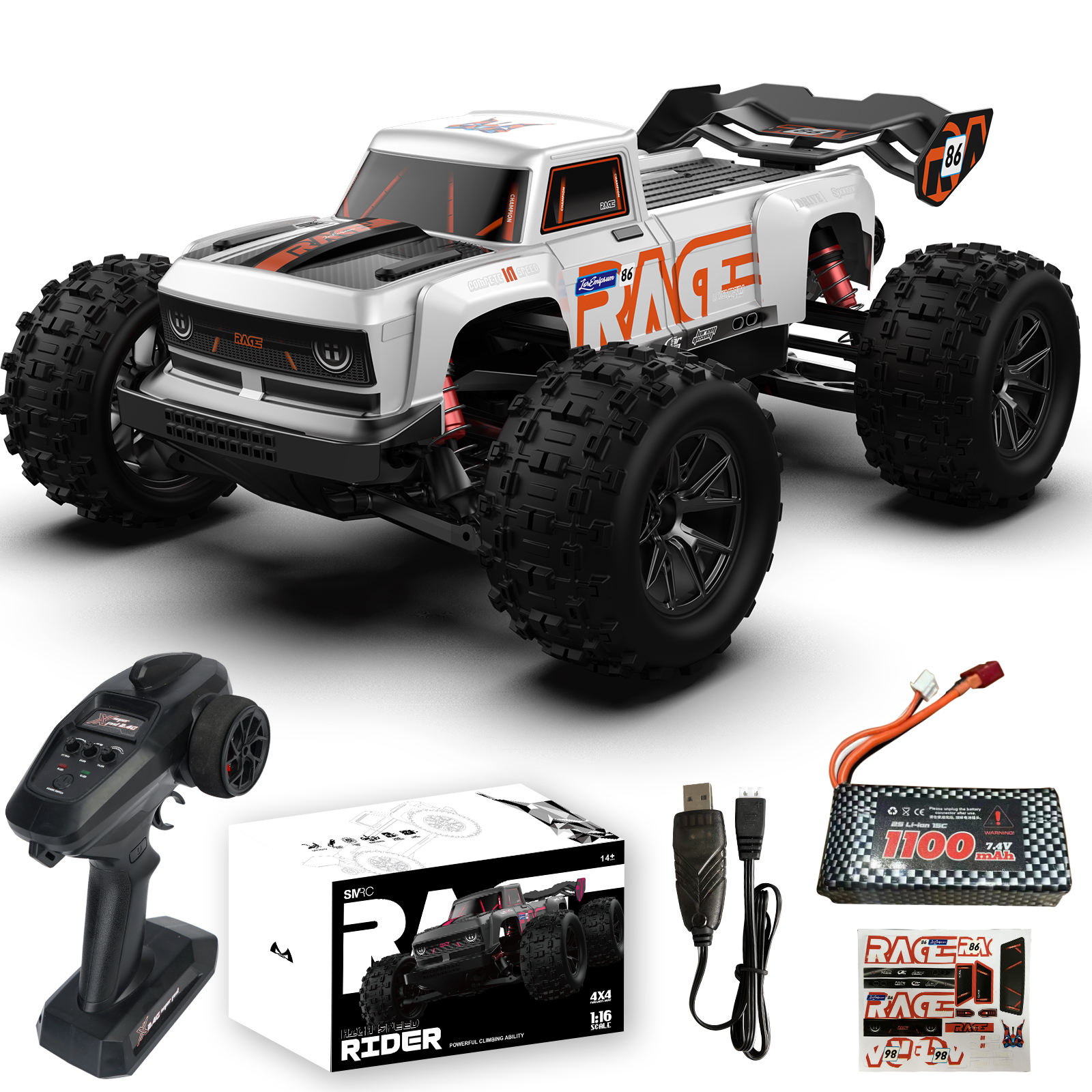 SMRC-S910PRO-Blanc-Orange 	 Une seule batterie