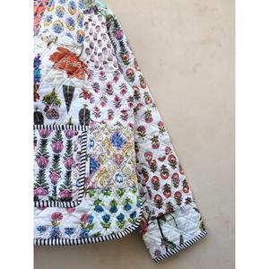 Abrigo de invierno elegante para mujer, Chaqueta corta de tela TNT bordada Suzani desmontable con relleno de algodón estampado acolchado sólido - Product Image 2