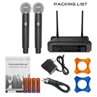 Microphone sans fil UHF double main avec tête en maille métallique et corps en plastique pour karaoké, discours et système de sonorisation d'événements