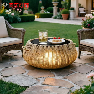 Lámpara de Mesa de Ratán Tejido, con Energía Solar, Impermeable, para Jardín, Patio, Villa, Césped - Product Image 3