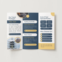 Brochure pliée en trois sur mesure en gros pour OEM - Impression CMJN, pelliculage mat, dépliant promotionnel personnalisé pour agence de voyage