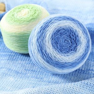 Fil fantaisie en coton acrylique teinté dégradé NUANLU 200g, fil à anneaux à torsion élevée, anti-boulochage, pour <span class=keywords><strong>tricot</strong></span> à la main, couture, <span class=keywords><strong>matériel</strong></span> <span class=keywords><strong>de</strong></span> bricolage, 5 fils - Product Image 2