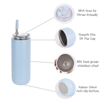 Mug à café en acier inoxydable de haute qualité 280 ml 480 ml, tasses de voyage isothermes à double paroi avec paille et couvercle rabattable, thermos