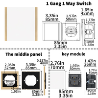 Interruptores y Enchufes de Pared WESA Ultrafinos con Botón Pulsador EU 1/2/3 Vías, Enchufe de Alimentación de 1 Vía, Combinación Libre, Diseño Moderno de Lujo
