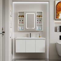 Meuble de salle de bain mural moderne pour hôtel avec miroir intelligent, lavabo en céramique, ensemble de meuble-lavabo étanche