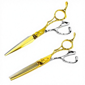 Tijeras de peluquería Nepson con mango dentado de 6,0 pulgadas, color dorado brillante, <span class=keywords><strong>CDM</strong></span> - Product Image 1