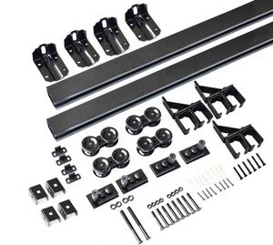 Kit de quincaillerie pour porte de grange coulissante extérieure WEKIS 6,6 pieds en acier/laiton, rail robuste noir pour chambre à coucher - Product Image 3