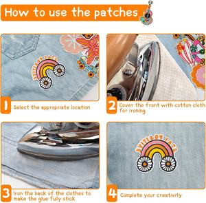 Patch thermocollant en <span class=keywords><strong>feutre</strong></span> brodé <span class=keywords><strong>Mandala</strong></span> Bohème avec motifs complexes, marque OEM pour jupes bohèmes et hauts hippies - Product Image 6