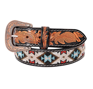 Gran oferta, personalizado, resistente, Occidental, a mano, con cuentas de grano completo, personalizado, piel de vaca, hebilla extraíble, Vintage, fábrica baja - Product Image 1