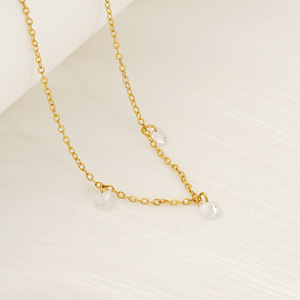 Zogxin Crystal Necklace Gold Chain With Zircon Pendant For Women Everyday Wear Leisure Style Geometric Design - Product Image 2