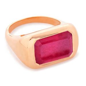 خاتم كوكتيل نسائي فاخر من النحاس الأصفر مطلي بالذهب عيار 18 قيراط، بتصميم كلاسيكي مرصع بحجر مستطيل من الكريستال - Product Image 6