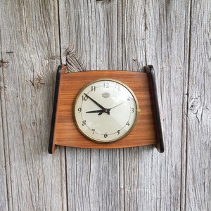 Mid Century Modern Arched Wood <b>Wall</b> <b>Clock</b> Quartz Analog <b>Silent</b> Hanging Design Living Room Decor - Product Image 1