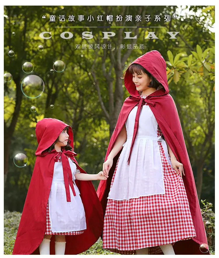 Cadılar bayramı küçük kırmızı başlıklı kız kostüm çocuklar için Fantasia çocuk kız performans Cosplay film karakter süslü elbise