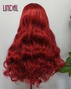 Ldal-peluca sintética con encaje frontal color rojo oscuro, pelo sintético largo con parte libre, color rojo vino tinto, gran oferta, ebay - Product Image 3