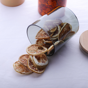 Custom Round Shape Kitchen Spice Storage Borosilicate Glass Container Jar with Custom Airtight Bamboo Wood Lids