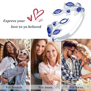 Оптовая продажа, женские изящные серебряные модные ювелирные изделия с открытым листом, кольцо из серебра <span class=keywords><strong>925</strong></span> пробы - Product Image 5