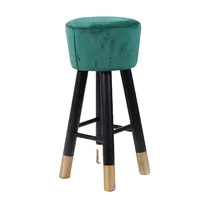 Fhd & B — tabouret en velours avec jambes hautes en bois, vert, moderne, pour restaurant, cuisine, comptoir de bar
