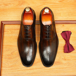 Zapatos Derby Ingleses con Acabado Lacado Brillante, Cuero Genuino, Diseño Grabado, Resistentes, Ligeros, Impermeables para Otoño - Product Image 6