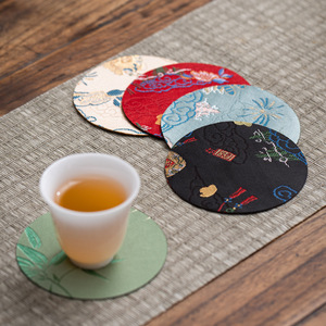 Yunsha Double-face tessuto cinese sottobicchiere impermeabile fiore collezione di erba per uso domestico cuscinetto isolante vassoio da tè - Product Image 3