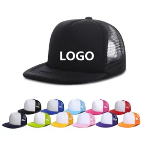 Groothandel Hip Hop Blank Hoed Custom Logo Reclame Snapback Cap 5 Panel Baseball Cap Mesh Foam Hoed Snapback Trucker Cap