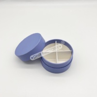 Tube en papier rigide bleu à impression personnalisée Simple, boîtes rondes pour bonbons et chocolats avec diviseur de papier pour cadeaux de mariage