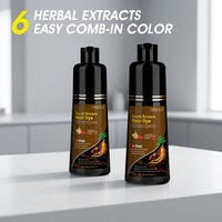 Shampoo colorant capillaire brun foncé au ginseng 3 en 1, coloration capillaire naturelle à base de plantes, sans ammoniaque, application facile, couverture à 100% des cheveux gris