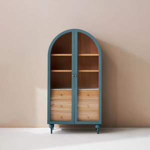 Modern Arch Design Oak <strong>Sideboard</strong> for Home Kitchen Living Room <strong>Blue</strong> Black Wooden Storage Drawer Cabinet Dining Furniture - Product Image 2
