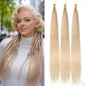 Extensions de cheveux synthétiques tressés lisses de 28 pouces, résistantes à la chaleur, blondes, pour tresses au crochet - Product Image 5