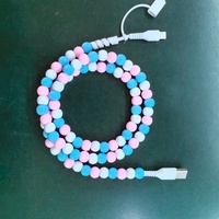 Cable de Carga Rápida para Teléfono con Cuentas Acrílicas Rosadas Energéticas, Joyería de Moda Personalizada