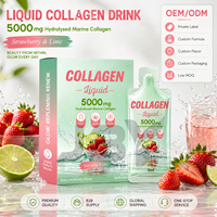 Collagène liquide 5000mg, collagène marin, saveur fraise-lime, étiquette privée, formule personnalisée OEM, sachets de boisson beauté