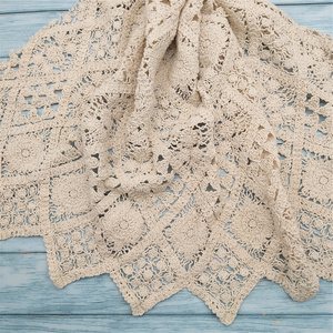 Tela de Algodón 100% Ecológica, Bordada con Cuerda Beige y Encaje Floral, Soluble en Agua, para Prendas y Textiles del Hogar - Product Image 5