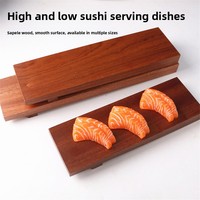 Planche à sushi rectangulaire en bois de Sapele massif Elite |   Plaque de présentation sans soudure, dureté Janka 1410 lbf |   Plateau de service professionnel