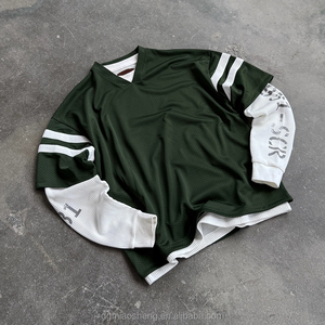 Biểu <span class=keywords><strong>T</strong></span>ượng <span class=keywords><strong>T</strong></span>ùy Chỉnh Chấ<span class=keywords><strong>t</strong></span> Lượng Cao Người Đàn Ông Nặng Lưới Jersey <span class=keywords><strong>T</strong></span> Áo Sơ Mi Trống Nặng Quá Khổ Boxy Hai Lớp Dài Tay Áo <span class=keywords><strong>T</strong></span>-Shirt Cho Nam Giới - Product Image 4