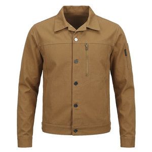 Chaqueta de Trabajo Vintage de Lona Resistente 100% Algodón con Logotipo Personalizado, Resistente a la Abrasión, con Múltiples Bolsillos y Botones Metálicos, Ropa de Trabajo OEM - Product Image 3